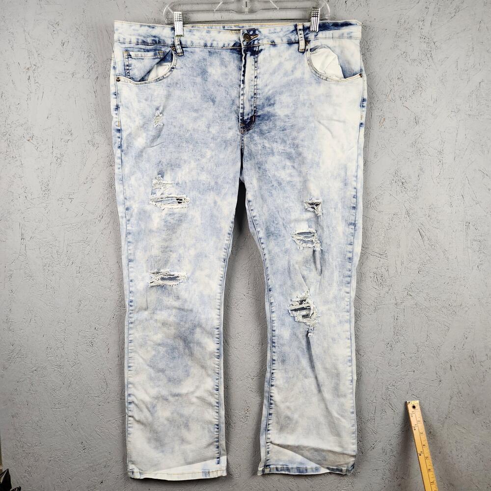 CJ Black Premium Jeans Mens 42x32 Light Blue Acid Wash Distressed Stretch Grunge